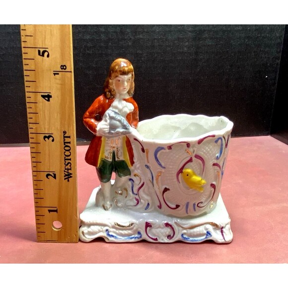 Gold Castle Ceramic Aristocrat Man Planter With Yellow Bird Japan Vintage - Picture 9 of 10